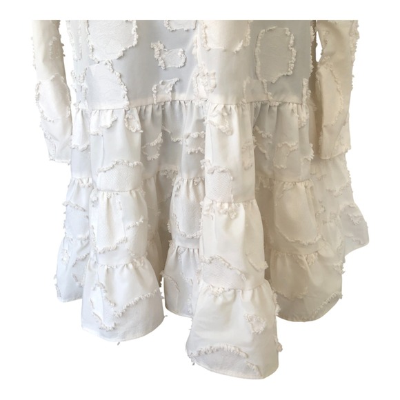 H&M‎ Exclusive Cream Jacquard Weave Boho Ruffle Tiered Babydoll Midi Dress S - Picture 5 of 13